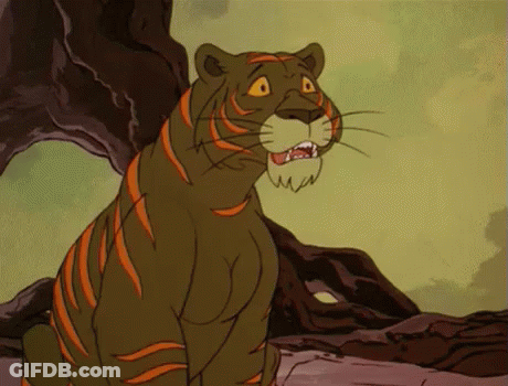 Cartoon Tiger Sitting On Rock GIF