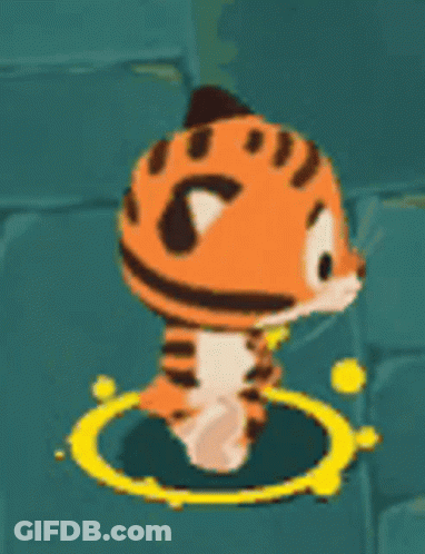 Cartoon Tiger Standing In Circle Video Game GIF