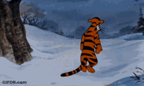 Cartoon Tiger Walking In Snow GIF