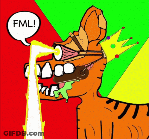 Cartoon Tiger With Speech Bubble Saying FML GIF