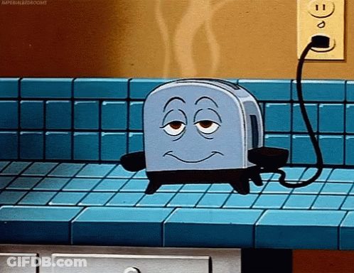 Cartoon Toaster On Kitchen Counter GIF