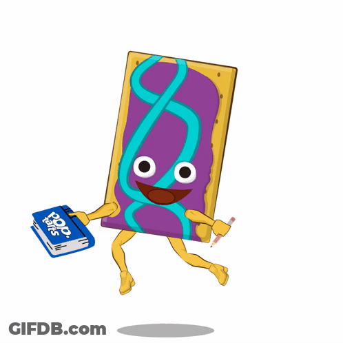 Cartoon Toaster Pastry Holding Book And Pen GIF