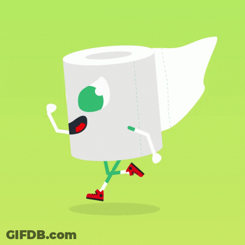 Cartoon Toilet Paper Roll Running GIF