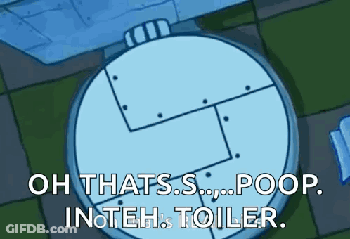 Cartoon Toilet With Poop Text GIF