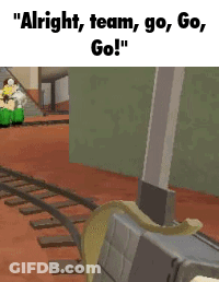 Cartoon Train Saying Alright Team Go GIF