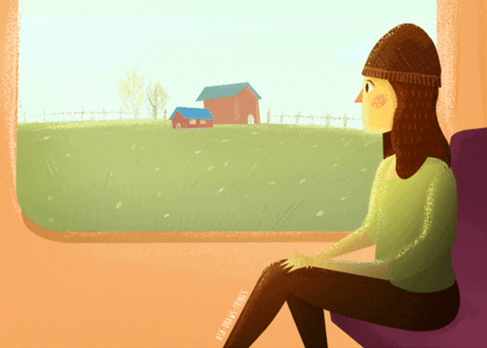 Cartoon Train Transportation View GIF