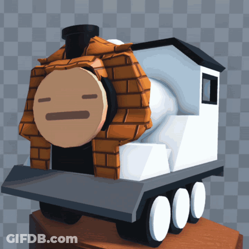 Cartoon Train With Brick Face GIF