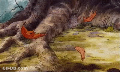 Cartoon Tree Trunk With Falling Leaves GIF