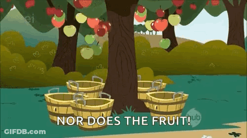 Cartoon Tree With Apples And Baskets GIF
