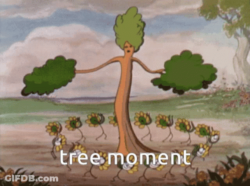 Cartoon Tree With Ladder Hanging GIF