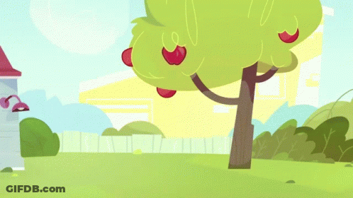 Cartoon Tree With Red Apples GIF