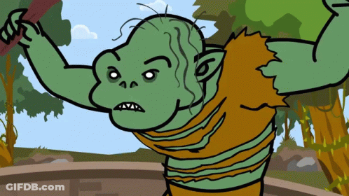 Cartoon Troll Holding Spear GIF