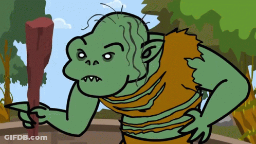 Cartoon Troll Holding Stick GIF