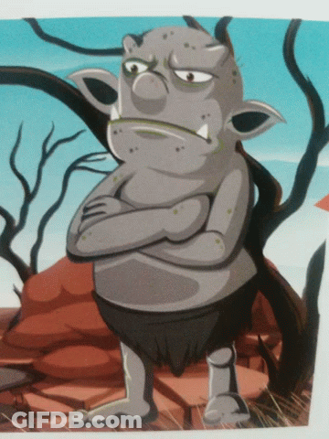 Cartoon Troll Lying On Tree Stump GIF