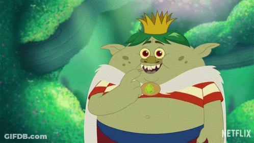 Cartoon Troll With Crown And Netflix Logo GIF
