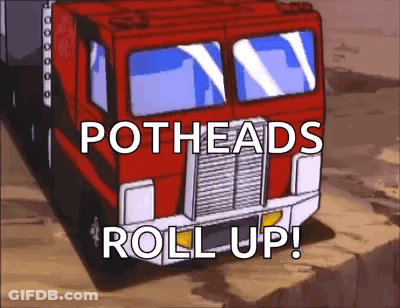 Cartoon Truck Driving Down Dirt Road With Potheads Roll Up GIF
