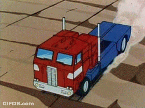 Cartoon Truck With Blue Trailer Driving GIF