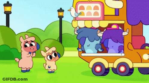 Cartoon Truck With Seagull On Top GIF