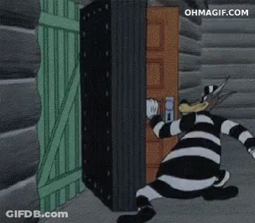 Cartoon Trying To Open Door With Ohmagif.com GIF