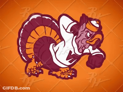 Cartoon Turkey In White Shirt With Letter W GIF