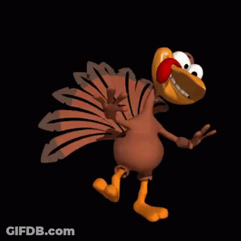 Cartoon Turkey Standing On Black Background GIF