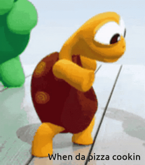 Cartoon Turtle Dancing When Da Pizza Cookin GIF