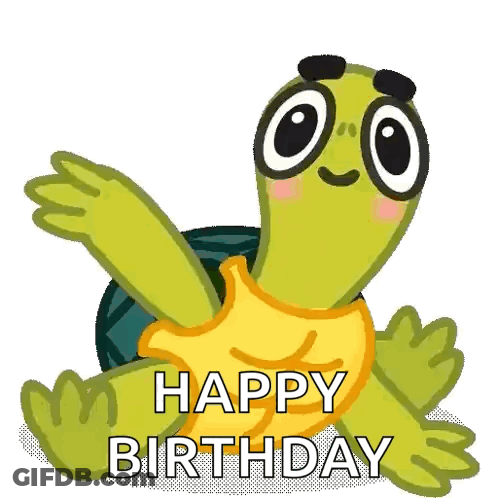 Cartoon Turtle Saying Happy Birthday GIF