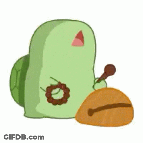 Cartoon Turtle Sitting Next To Pumpkin And Flower GIF