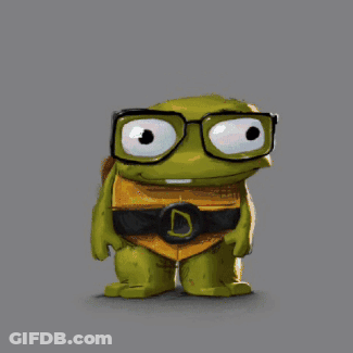 Cartoon Turtle With Glasses And Belt Saying D GIF