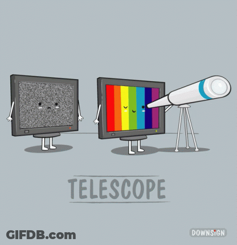 Cartoon TV And Telescope Saying Telescope GIF