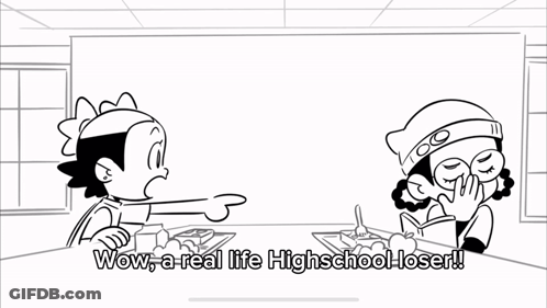 Cartoon Two Girls Sitting At Table Wow A Real Life Highschool Loser GIF