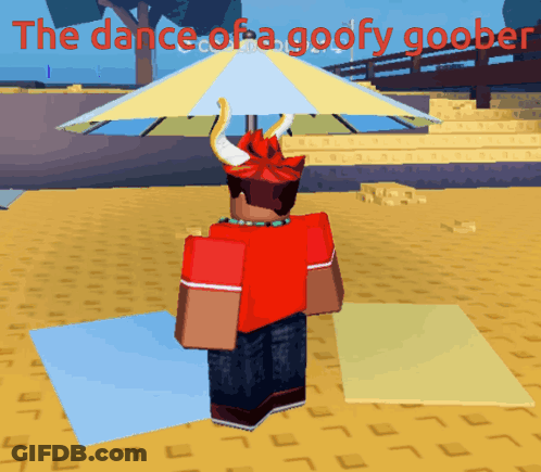 Cartoon Under Umbrella Saying The Dance Of A Goofy Goober GIF