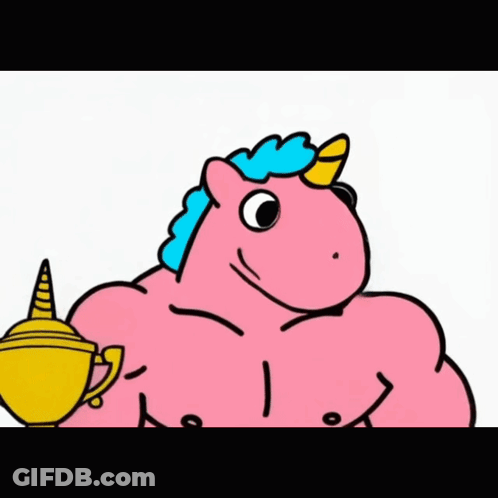 Cartoon Unicorn Holding Lamp GIF