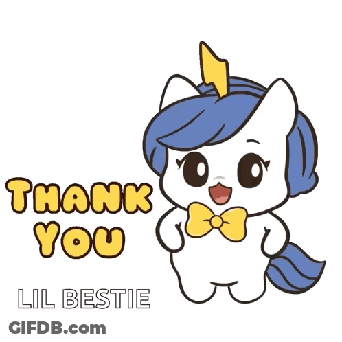 Cartoon Unicorn Lightning Bolt Says Thank You Lil Bestie GIF