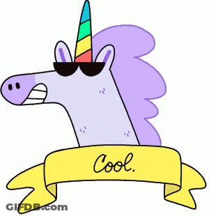 Cartoon Unicorn Wearing Sunglasses GIF