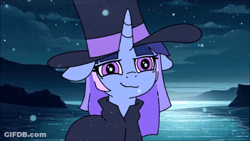 Cartoon Unicorn Wearing Top Hat And Purple Hair GIF