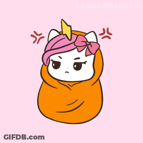 Cartoon Unicorn Wrapped In Blanket GIF