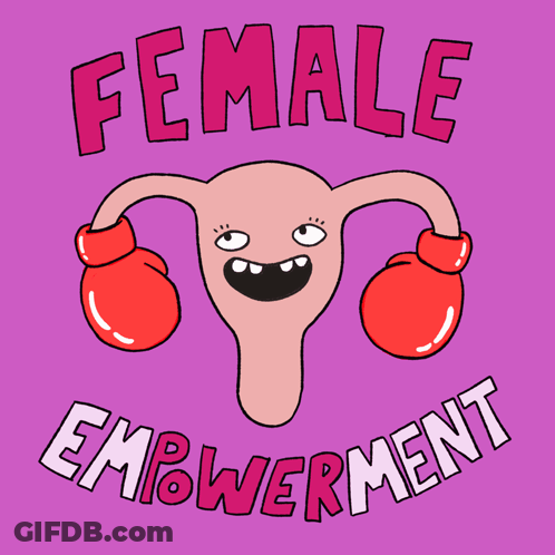 Cartoon Uterus With Boxing Gloves Female Empowerment GIF