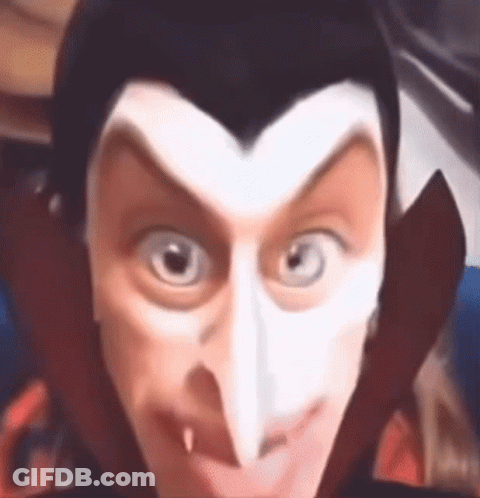 Cartoon Vampire Face Close Up GIF