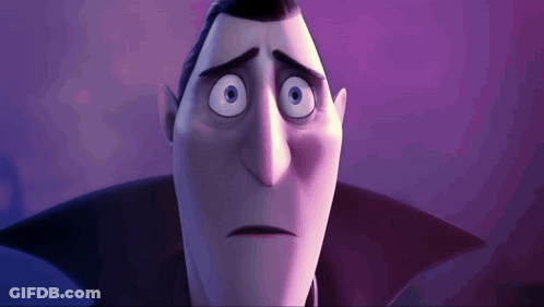 Cartoon Vampire Face Close Up Purple Background GIF