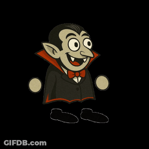 Cartoon Vampire Surrounded By Bats GIF