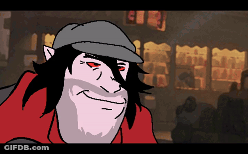 Cartoon Vampire Wearing Hat And Red Scarf GIF