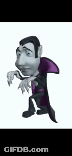 Cartoon Vampire With Purple Cape GIF