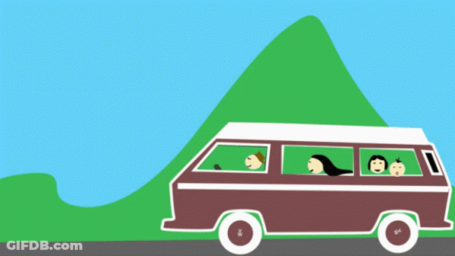 Cartoon Van Happy Ride GIF