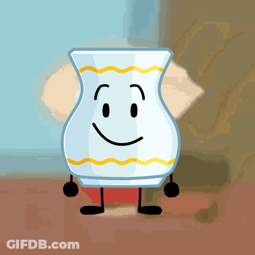 Cartoon Vase With Arms Legs Smile GIF