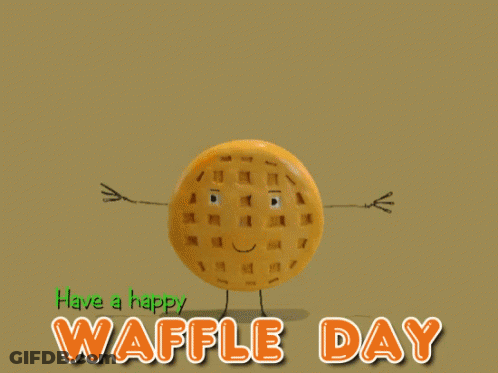 Cartoon Waffle Holding Sign Saying Try Me GIF