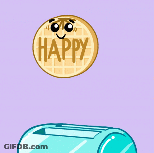 Cartoon Waffle Saying Happy GIF