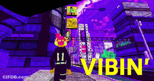 Cartoon Walking Down Street Vibin GIF