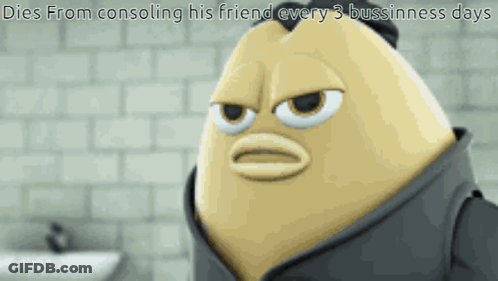 Cartoon Walking In Bathroom Dies From Consoling His Friend Every 3 Business Days GIF