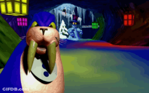 Cartoon Walrus With T On Face GIF